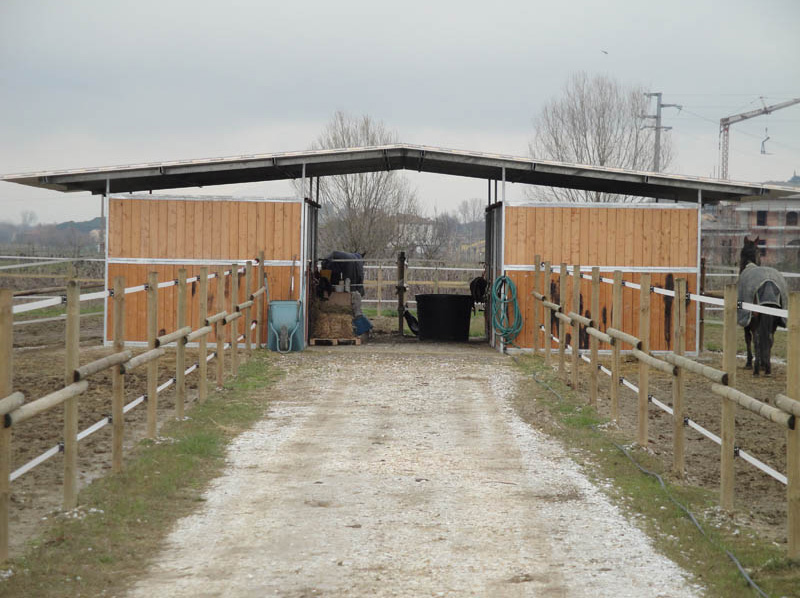 piccola scuderia in legno e ferro zincato da quattro cavalli